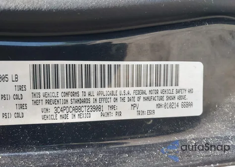 2012 Dodge Journey Se/Avp from USA, damaged, VIN 3C4PDCAB8CT239081